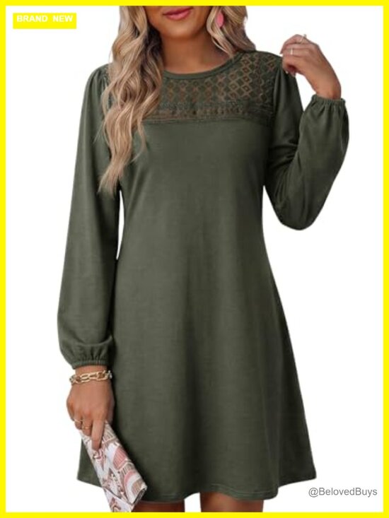 Dresses & Skirts - Long Sleeve A-Line Babydoll Mini Dress with Pockets